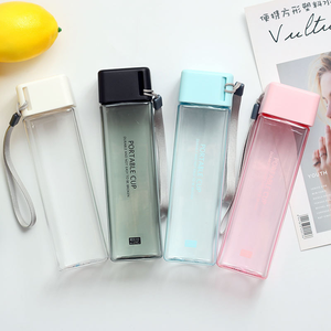 Plastic Water Plastic Plastic Drinking Water Bottle Small Cube Square Shaped Student Drinking Plastic Water Bottle With Lid