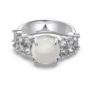 Dylam Exquisite Luxury Jewelry S925 Silver Eternity Band 5A Cubic Zirconia Synthetic Water Foam <b>Jade</b> Women Fine Fashion <b>Rings</b> - Product Image 1