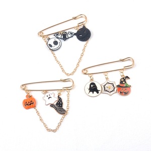 Broche de luxe créative en forme de citrouille d'Halloween, fantôme et chapeau de sorcier, épingle de sûreté pour vêtements de mode féminins, vente en gros - Product Image 5