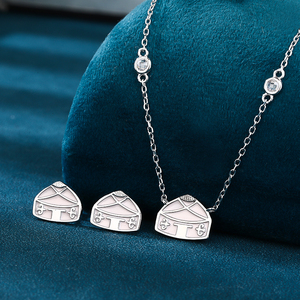 Collier Maison en Argent Sterling 925 Émaillé avec Pendentif Pavé CZ Coloré pour Femme et Enfant, Style Coréen Tendance, Idéal pour Fête et Mariage - Product Image 4