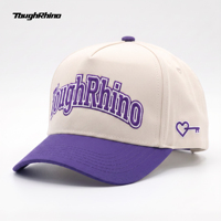 Casquette de baseball ajustable à 5 panneaux, bicolore violette, de haute qualité, brodée sur mesure avec logo en relief 3D