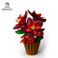 13124 Poinsettia Assembly Block Flower Custom MOC Block Bricks Model Mainan Edukasi Anak Koleksi Blok Bangunan Plastik Set