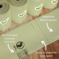 Usine en gros 105 sacs de merde de chien compostables étanches à base de plantes pour animaux de compagnie