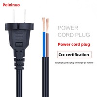 Cable de alimentación de 2 clavijas redondas para EE. UU., 2 núcleos de 0.75mm², 1.5m, enchufe de dos orificios, cable de conexión con extremo de cable desnudo