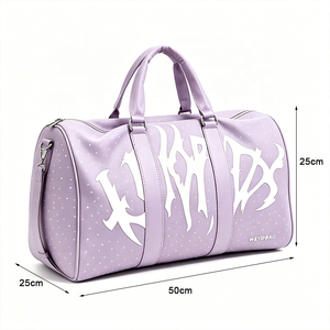 Sac <span class=keywords><strong>de</strong></span> voyage pour <span class=keywords><strong>femme</strong></span> en faux daim violet avec logo personnalisé, élégant, orné <span class=keywords><strong>de</strong></span> strass, grande taille, durable, léger, pour le week-end ou une nuit - Product Image 6