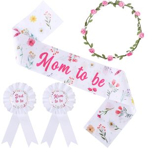 Décorations <span class=keywords><strong>de</strong></span> baby shower sur le thème des <span class=keywords><strong>fleurs</strong></span> <span class=keywords><strong>sauvages</strong></span> pour fille, Écharpe <span class=keywords><strong>de</strong></span> maternité « Future maman » à motif floral, Épingle « Future maman » et « Future papa », Ensemble bandeau <span class=keywords><strong>couronne</strong></span> <span class=keywords><strong>de</strong></span> <span class=keywords><strong>fleurs</strong></span> - Product Image 1