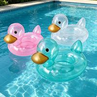 Bouée de natation gonflable transparente en PVC tendance en forme de canard pour enfants, vente en gros directe usine