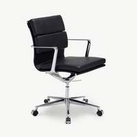 Chaise de bureau ergonomique à hauteur réglable personnalisée, en cuir PU, avec structure en alliage d'aluminium, fonction pivotante à 360° pour le bureau à domicile