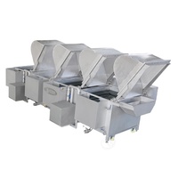 Industriële volautomatische vier-emmer groente- en fruitwasmachine, groentesaladewasser voor fabrieken