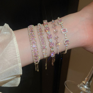 Bracciale da Donna Romantico alla Moda Placcato Oro in Argento 925 con Pietra Rosa Naturale per Feste e Regali - Product Image 5