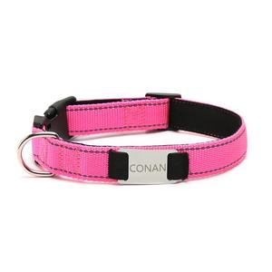 Collar de perro táctico de nailon reflectante con nombre grabado, Collar de perro de entrenamiento liso en blanco - Product Image 1
