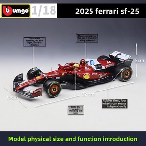 Bburago 1:18 2025 SF-25 # 16 Leclerc # Modèle de voiture de Formule 1 en alliage métallique moulé sous pression 44 Hamilton pour collectionneurs, cadeau, vente en gros - Product Image 4