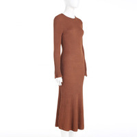 Robe pull tricotée à col rond et à manches longues pour femmes, pull-over personnalisé, côtelé, longue, 2022