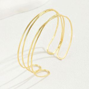 Bazaar Japanese-Korean Style Ins Simple Niche Multi-Layer High-Level Design Alloy <b>Arm</b> Ring Geometric Line Fashion <b>Cuff</b> Bracelets - Product Image 3