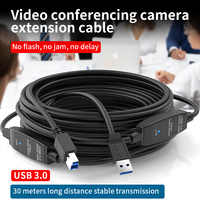 Cable de Impresora USB 3.0 DFX de 20 m, Cable Extensor Activo Negro Tipo A a B Macho con 2 Amplificadores para Escáner Industrial
