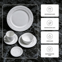 Service de vaisselle en porcelaine blanche à bord ondulé gaufré, durable et élégant, assiettes, bols, tasses pour la maison, le restaurant et les mariages