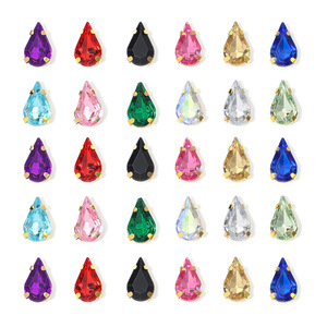 พลอยเทียมอะคริลิคทรงหยดน้ำพร้อมกรงเล็บสีทองแบบเรียบคริสตัลใสเย็บติดพลอยเทียมสำหรับคลิปผมเครื่องประดับเสื้อผ้า - Product Image 1