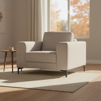 Fauteuil convertible compact beige carré pour salon, fauteuil simple pour appartement et bureau
