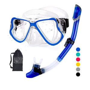Logotipo personalizado Juegos de 2 piezas <span class=keywords><strong>Gafas</strong></span> templadas para adultos Conjunto de máscara de buceo Equipo de esnórquel con bolsa de malla - Product Image 1