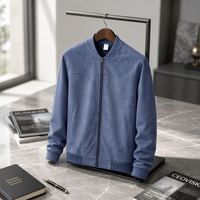 Veste zippée décontractée unie en daim-velours pour homme, style punk sportif, col montant, grande taille, extensible, pour hommes européens et américains