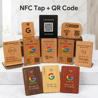 Cartes de visite NFC en bois personnalisées avec puce NTAG213, revêtement couleur 360° pour les avis Google et les menus sur les réseaux sociaux (restaurants)