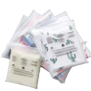 custom eco friendly sack transparent plastic clear promotional clothing packaging mylar frosted ziplock shopping bag