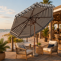 Parasol d'extérieur personnalisé en aluminium léger inclinable avec base en marbre pour parc, plage, terrasse et restaurant - Résistant au vent
