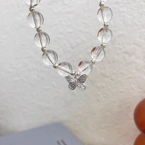 Bracelet papillon en cristal blanc, argent sterling S925, élastique, pour femmes, bijoux cadeau - Product Image 4