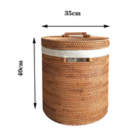 Panier à linge en rotin tissé à la main avec couvercle et doublure, grand panier en osier pour vêtements, couvertures, serviettes, panier de rangement pour la maison, l'hôtel