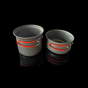 Ensemble de cuisine de camping portable d'extérieur en aluminium anodisé dur, casseroles pour 1-2 personnes, équipement de cuisson léger pour les voyages - Product Image 3