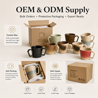 Tasse en céramique artisanale rétro personnalisée OEM ODM, couleur personnalisée, glaçure mouchetée, logo de marque, emballage en boîte cadeau, 330 ml, tasse domestique de qualité alimentaire