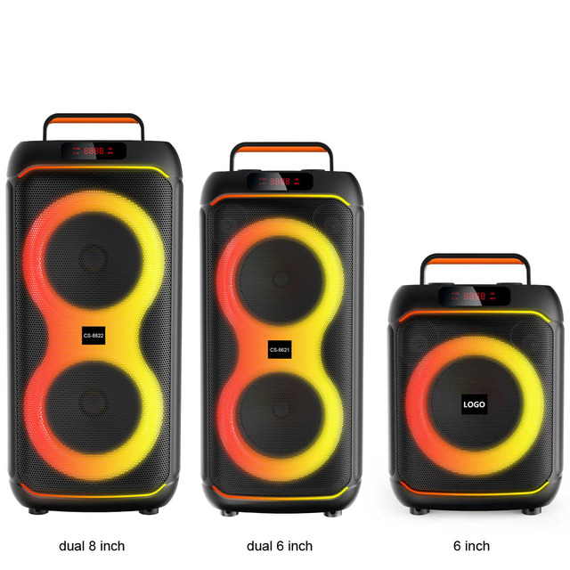 10-30W  Output Power Subwoofer Dual 6inch Portable Professional Wireless BT Karaoke Speakers with LED Light Free Sample