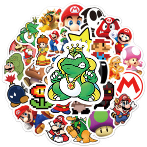 50 pièces nouveau Style jeu <span class=keywords><strong>Mario</strong></span> autocollants décoratifs étiquette pour bagages ordinateur portable guitare Scrapbook planche à roulettes autocollant étanche - Product Image 5