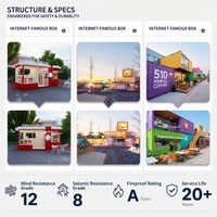Kiosque alimentaire préfabriqué de 20 pieds avec cadre galvanisé de 3,0 mm et panneau de ciment de 30 mm, bar à café mobile isolé pour drive-thru