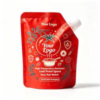 Sachet Doypack personnalisé imprimé avec bec verseur en feuille d'aluminium, en PET/AL/NY/RCPP, pour sauces alimentaires liquides (tomate)