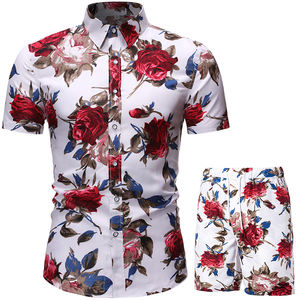Ensemble de vêtements de plage pour hommes, <span class=keywords><strong>chemise</strong></span> à manches courtes et short imprimés, été <span class=keywords><strong>2022</strong></span>, 2 pièces - Product Image 3