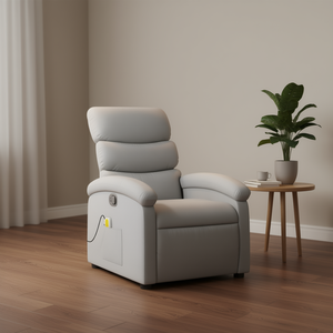 Sillón Reclinable de Masaje Gris Moderno, Tapizado en Tela, Control Remoto Eléctrico, Muebles para Sala de Estar - Product Image 2