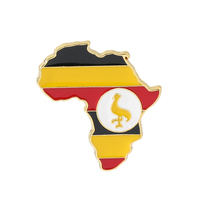 Broche Épinglette Émaillée Carte d'Afrique 3D Personnalisée Drapeaux des Nations Zambie, Somalie, Nigéria, Ouganda, Libéria, Rwanda, Maroc, Mozambique Sans Nickel