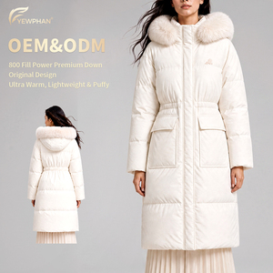 <strong>Women'S</strong> Solid Color Front Zip Pocket Fuzzy Patchwork Hooded Parka Jacket Duck Down Fur Collar Padded Puffer <strong>Coat</strong> - Product Image 1