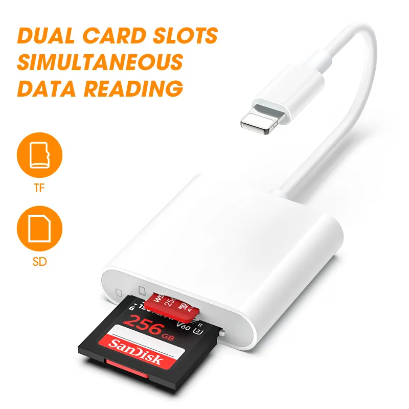 USB ประเภท C 2-in-1 SD Card Reader สีขาว Micro Multiport ใช้งานร่วมกับกล้อง TF อะแดปเตอร์หน่วยความจําสําหรับโทรศัพท์ Iphone Pad โทรศัพท์
