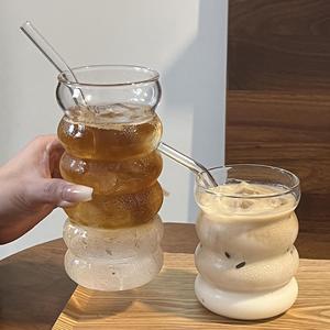 Hoch aussehende mund geblasene Caterpillar-Tasse aus Wellglas Niedliche Spiral-Kaffeetasse für Milch und Kaffee - Product Image 2