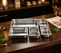 Vente en gros en acier inoxydable 2/3 GN Pan forme carrée récipient alimentaire plateau de service pour hôtels restaurants restauration-usage commercial