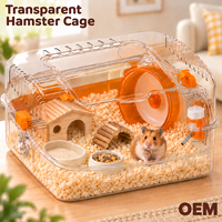 Vente en gros : Cage verte pour hamster, grande surface, villa transparente en plastique avec roue d'exercice amovible, style minimaliste, moderne et portable