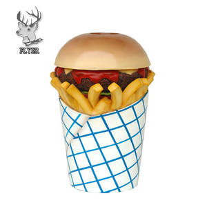 Levensgrote Handgemaakte Custom Winkelcentrum Decoratie Glasvezel Voedsel Sculptuur Grote Hotdog En Frietjes Hars Standbeeld - Product Image 6