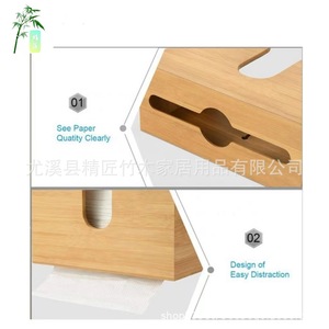 Bamboo Wall Mounted Toilet <b>Paper</b> Holder Rectangular Minimalist Design For Bathroom <b>Kitchen</b> Living Room - Product Image 4