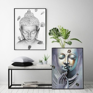 Bow Meditation <strong>Buddha</strong> Statue <strong>Canvas</strong> <strong>Painting</strong> on the Wall Black and White Modern Buddhist Posters and Prints Art Pictures Decor - Product Image 2