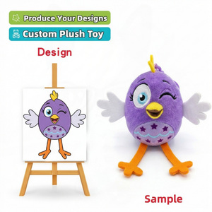 Llavero de peluche personalizado con diseño de estrella y pájaro, recuerdo temático de aves, <span class=keywords><strong>juguete</strong></span> de peluche personalizado, llaveros de <span class=keywords><strong>juguete</strong></span> - Product Image 1