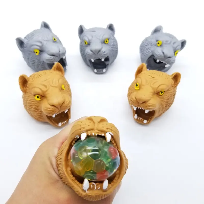Manufacture Wholesale Anti Stress Relief Leopard Head Bead Water Ball Decompression Fidget Sensory Squeeze Toy