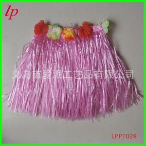 Hawaiian Hula <b>Skirt</b> For Children And Adults <b>Elastic</b> Waistband Pink Plastic Unisex Training Dancewear LPP7028 - Product Image 1