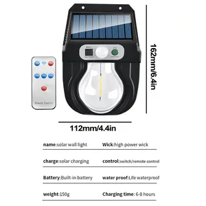 Solar Wall Lamp Motion <b>Sensor</b> Tungsten Wall <b>Light</b> with Remote Control Outdoor Sunlight Solar Power Garden Yard Lighting - Product Image 3